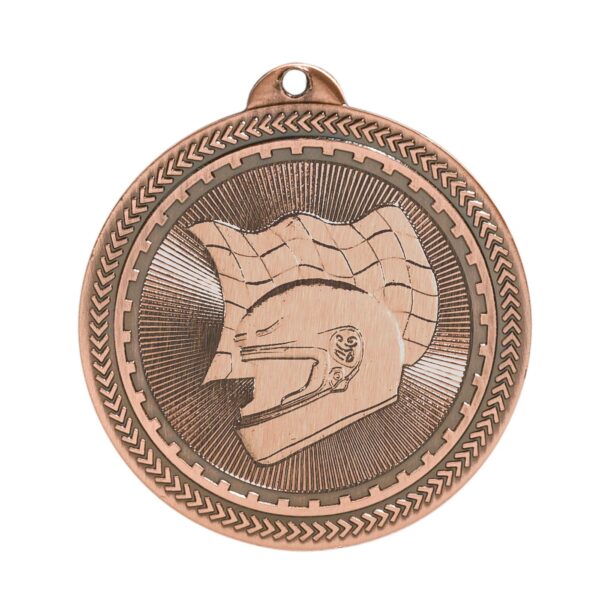 2" Antique Bronze Racing Laserable BriteLazer Medal