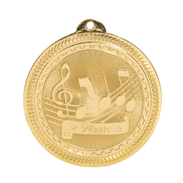 2" Bright Gold Music Laserable BriteLazer Medal