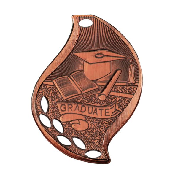 2 1/4" Antique Bronze Graduate Laserable Flame Medal