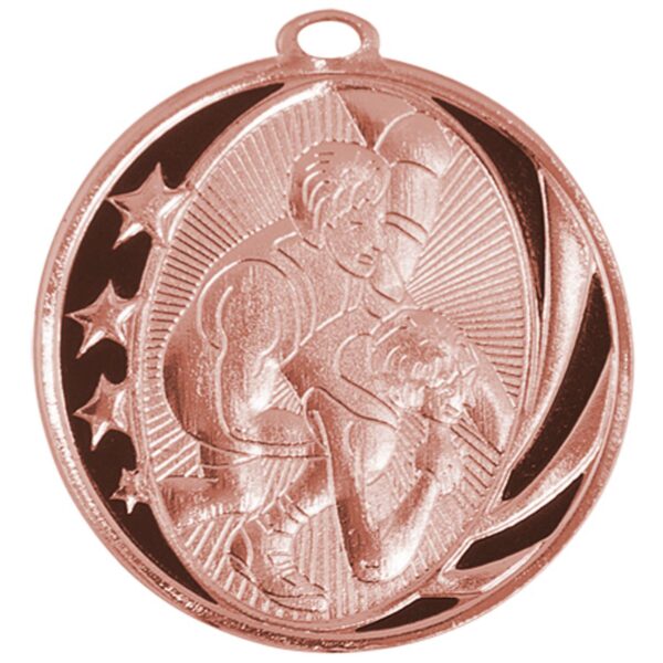 2" Bright Bronze Wrestling Laserable MidNite Star Medal