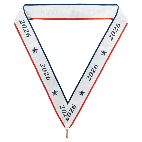 1 1/2" Red, White & Blue 2026 Sport Neck Ribbon with Snap Clip