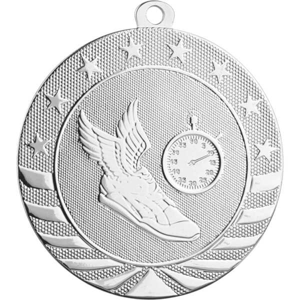 2 3/4" Bright Silver Track Starbrite Medal