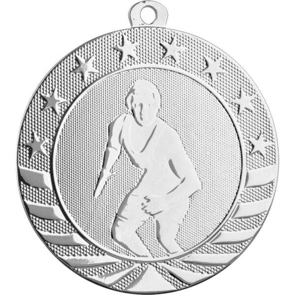 2 3/4" Bright Silver Wrestling Starbrite Medal