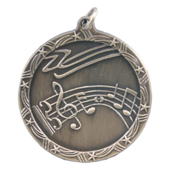 1 3/4" Antique Gold Music Shooting Star Medal