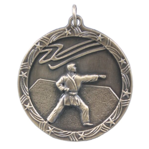 1 3/4" Antique Gold Martial Arts Shooting Star Medal