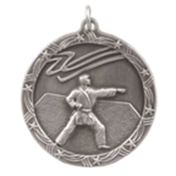 1 3/4" Antique Silver Martial Arts Shooting Star Medal