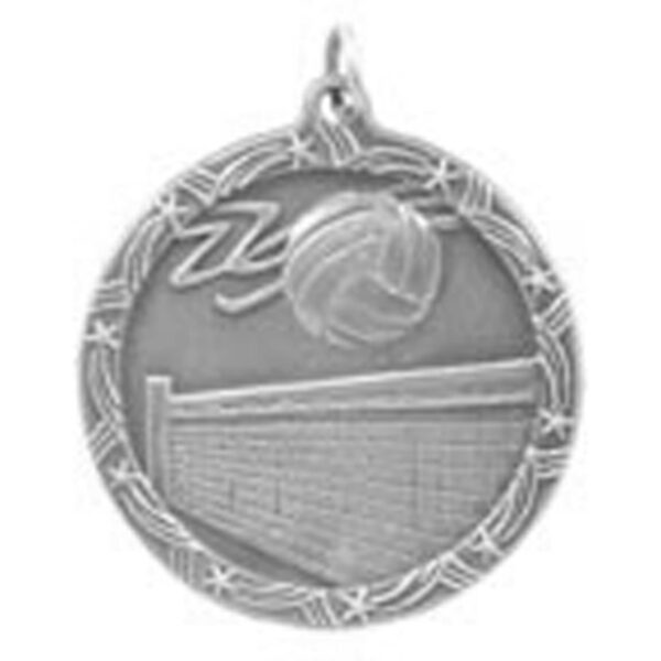 1 3/4" Antique Silver Volleyball Shooting Star Medal