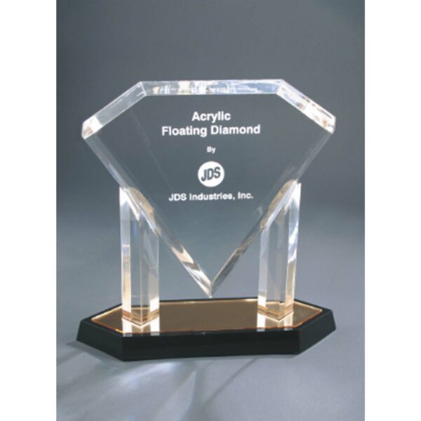 9 1/2" Gold Floating Diamond Acrylic