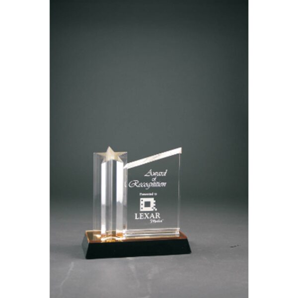 7" Clear Star Column Acrylic with Clear Plaque and Gold/Black Base