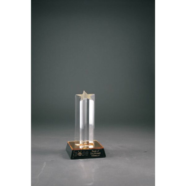 7" Clear Single Star Column Acrylic with Gold/Black Base
