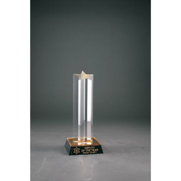 9" Clear Single Star Column Acrylic with Gold/Black Base