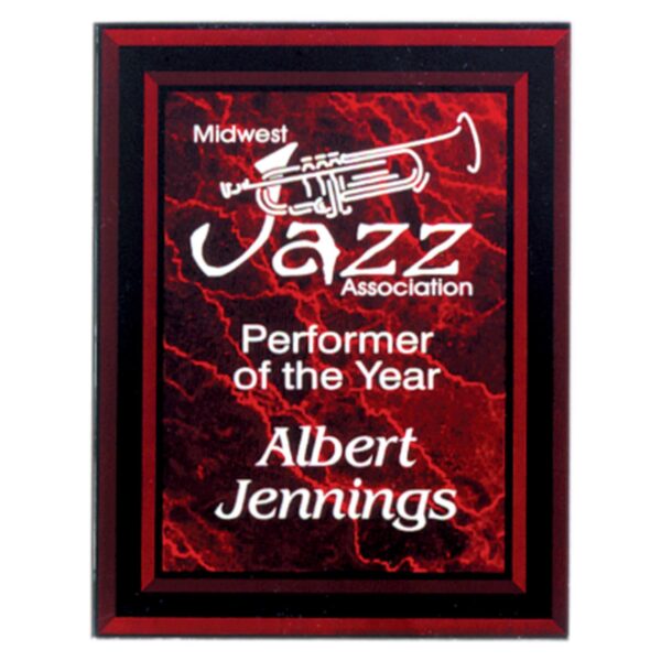 9" x 11" Red Marble Border Clear-Plaq Acrylic