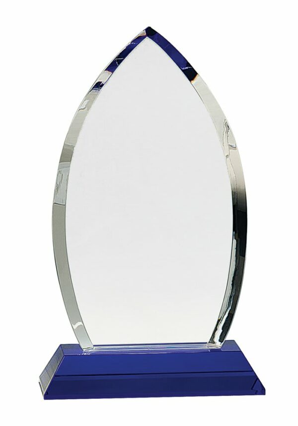 10" Crystal Oval on Blue Pedestal Base