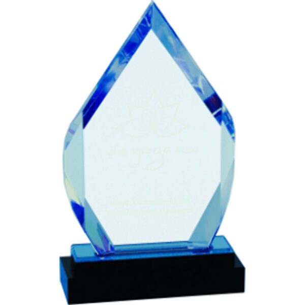 8" Blue Fusion Diamond Impress Acrylic with Black Glass Base