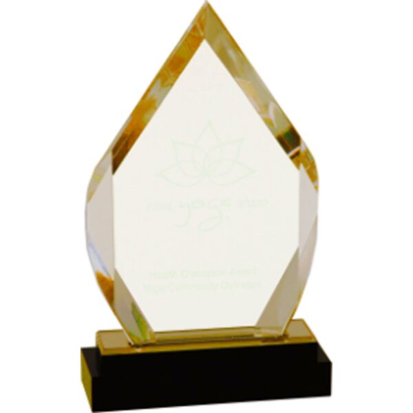 8" Gold Fusion Diamond Impress Acrylic with Black Glass Base