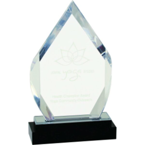 8" Silver Fusion Diamond Impress Acrylic with Black Glass Base