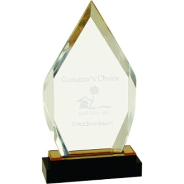 9" Gold Fusion Diamond Impress Acrylic with Black Glass Base