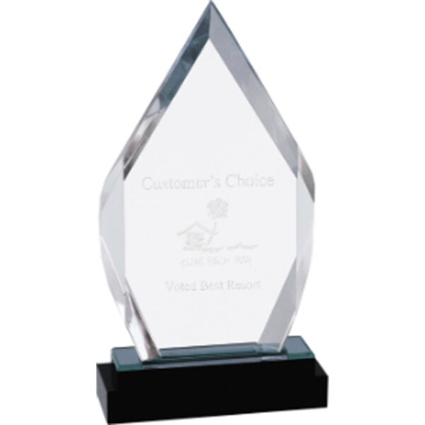 9" Silver Fusion Diamond Impress Acrylic with Black Glass Base