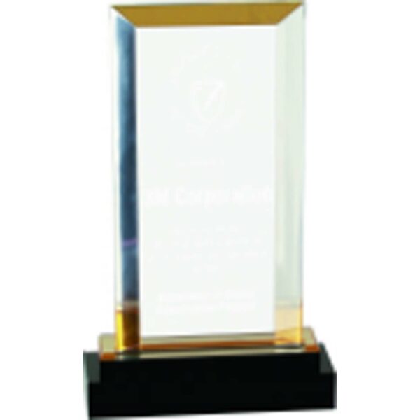 8" Gold Fusion Rectangle Impress Acrylic with Black Glass Base