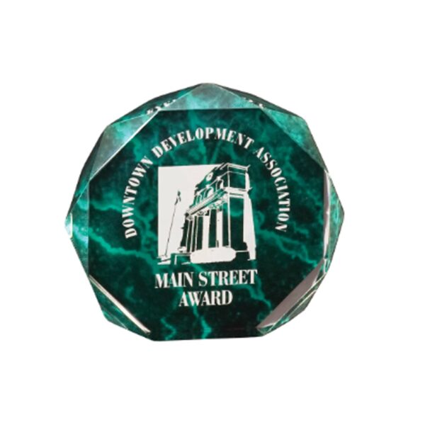 5" Green Marble Octagon Acrylic Award