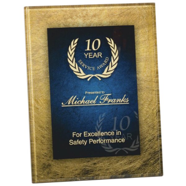 6 1/2" x 8 1/2" Gold/Blue Acrylic Art Plaque with Easel/Hanger