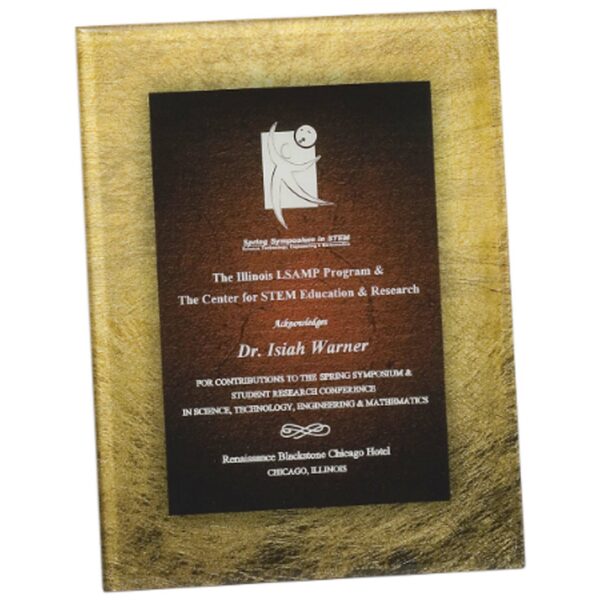 6 1/2" X 8 1/2" Gold/Burgundy Acrylic Art Plaque with Easel/Hanger