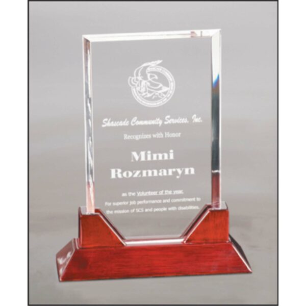 9 3/4" Rectangle Prestige Acrylic with Rosewood Piano Finish Base