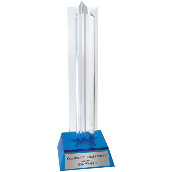 8 1/2" Blue Star Column Acrylic with Blue Base