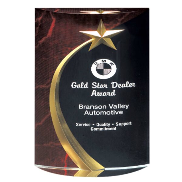 6 3/4" Red Marble Rounded Shooting Star Acrylic