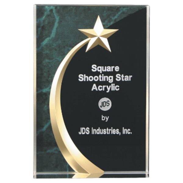 6 3/4" Green Marble Square Shooting Star Acrylic