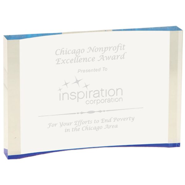 8" x 5 1/2" Blue 1" Thick Acrylic Crescent