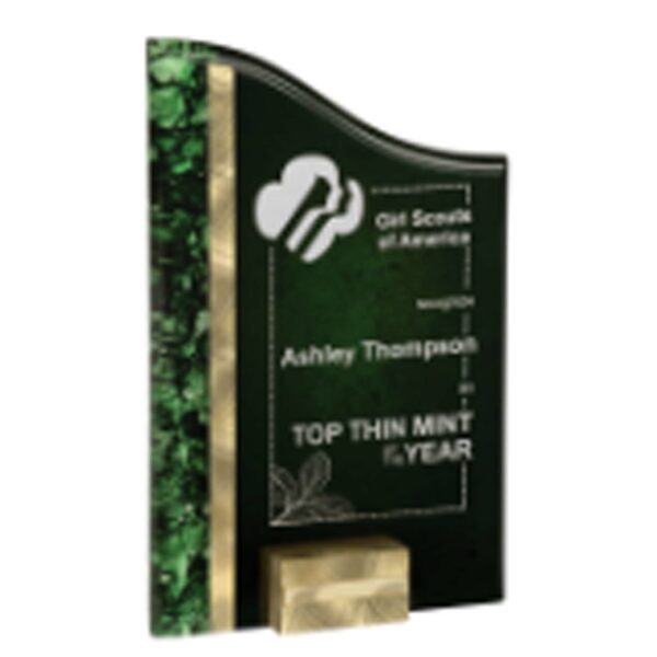 5" x 8" Gold/Green Victory SunRay Acrylic with Aluminum Base