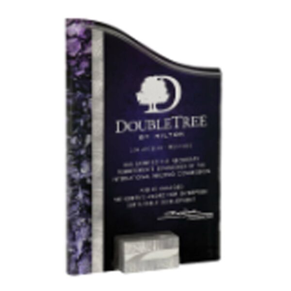 5" x 8" Silver/Purple Victory SunRay Acrylic with Aluminum Base