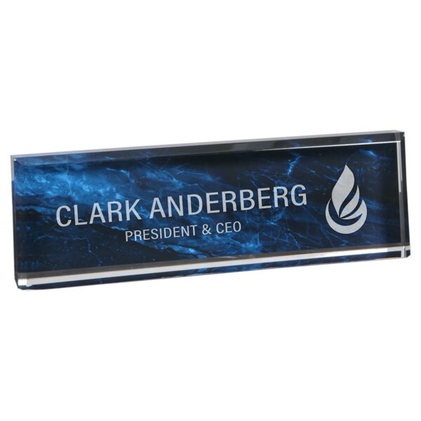 9 1/2" x 2 3/4" Blue Marble Acrylic Name Bar