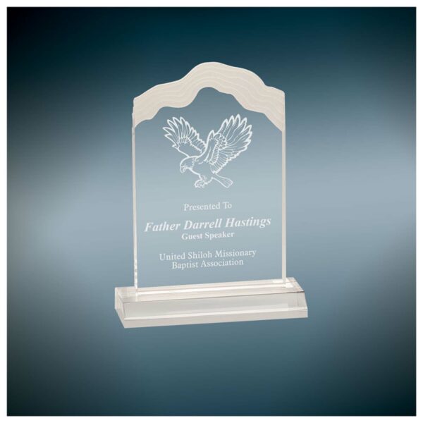 5" x 8" Clear Frosted White Cap Edge Acrylic with 6" Base