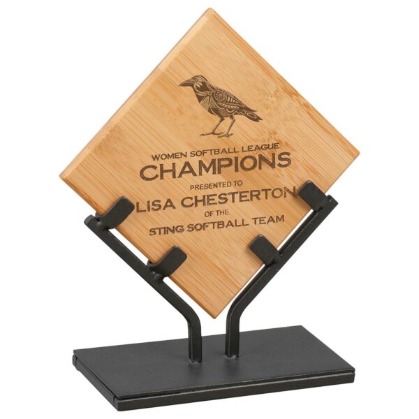 7 3/4" Bamboo Plaque with Iron Stand
