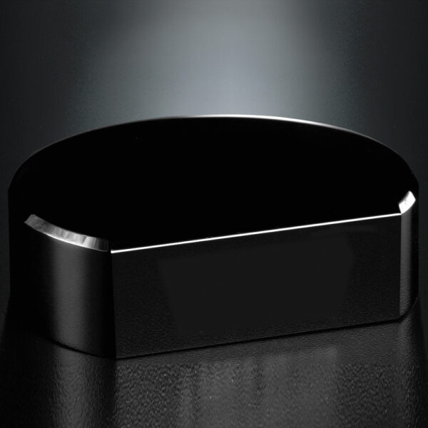 Black Glass Base- Cut Circle 1" H