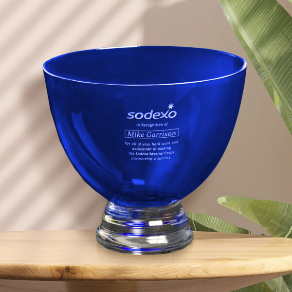 Cobalt Pedestal Bowl 8-1/2" Dia.